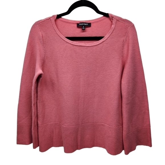 Ellen Tracy Sweater Ribbed Knit Pullover Style Coral Pink, Size Small - Picture 1 of 16